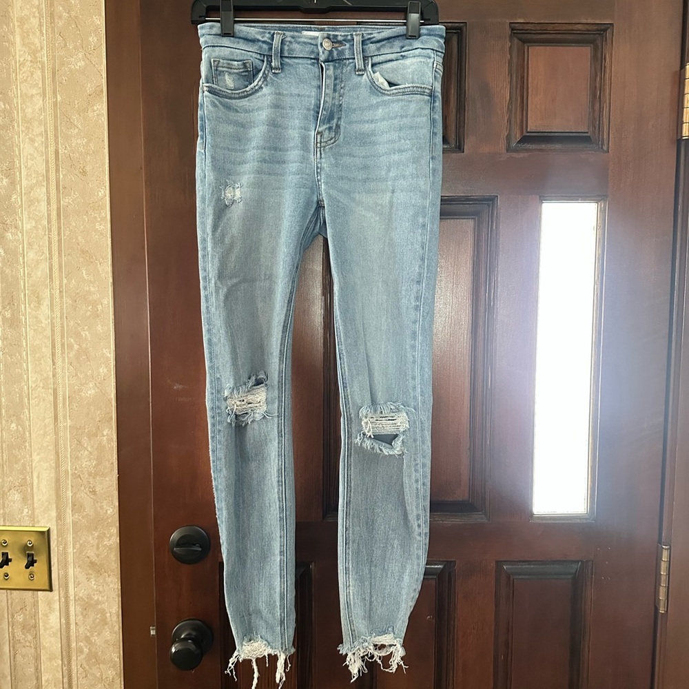 Flying Monkey Light Blue Distressed Skinny Jeans